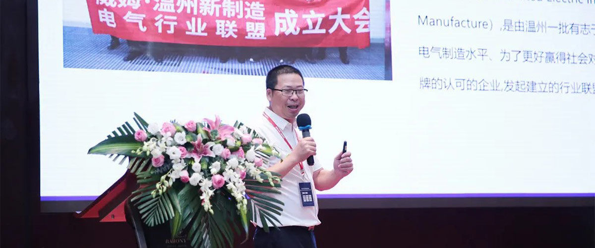 金萊勒電氣參加威姆聯(lián)盟新品發(fā)布會(huì)-2 劉德先秘書長(zhǎng)發(fā)表講演